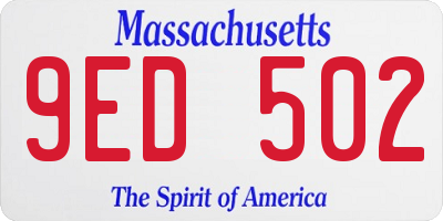 MA license plate 9ED502