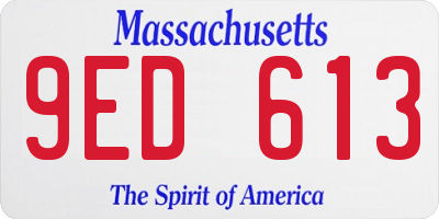 MA license plate 9ED613