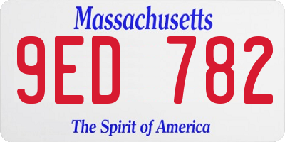 MA license plate 9ED782