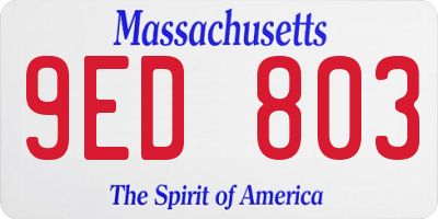 MA license plate 9ED803