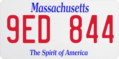 MA license plate 9ED844