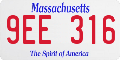 MA license plate 9EE316