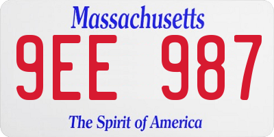 MA license plate 9EE987