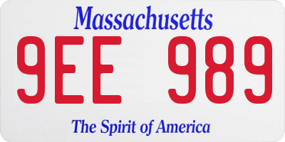 MA license plate 9EE989