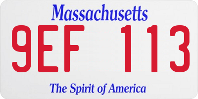 MA license plate 9EF113