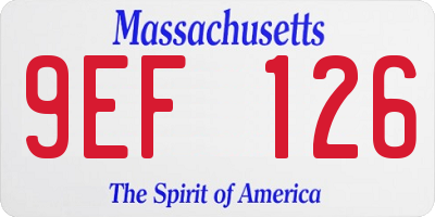 MA license plate 9EF126
