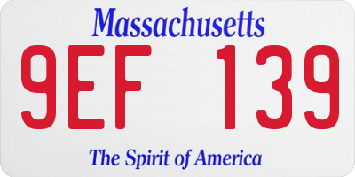 MA license plate 9EF139