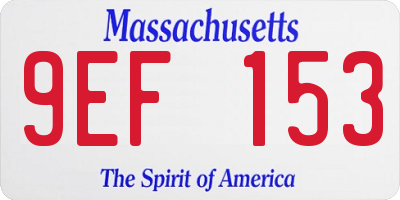 MA license plate 9EF153