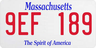 MA license plate 9EF189