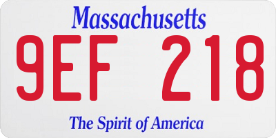 MA license plate 9EF218