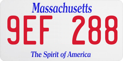 MA license plate 9EF288