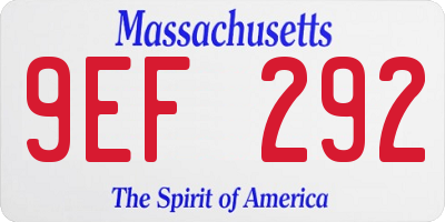 MA license plate 9EF292