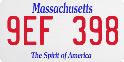 MA license plate 9EF398