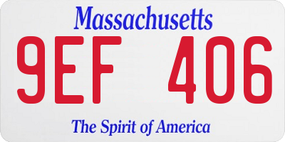 MA license plate 9EF406