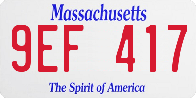 MA license plate 9EF417