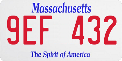 MA license plate 9EF432