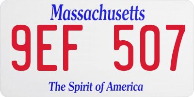 MA license plate 9EF507