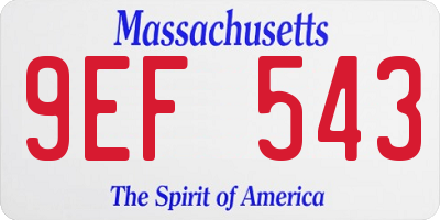 MA license plate 9EF543