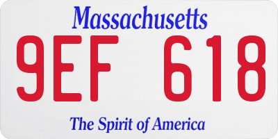 MA license plate 9EF618