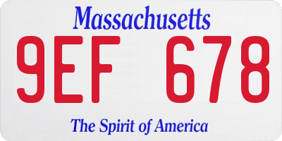 MA license plate 9EF678