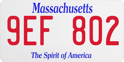 MA license plate 9EF802