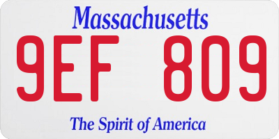 MA license plate 9EF809