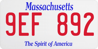 MA license plate 9EF892