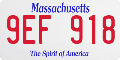 MA license plate 9EF918