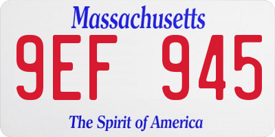 MA license plate 9EF945