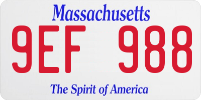 MA license plate 9EF988