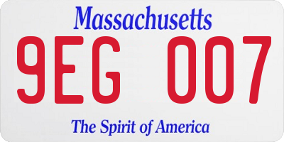 MA license plate 9EG007