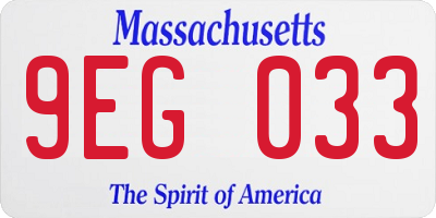MA license plate 9EG033