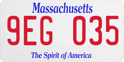 MA license plate 9EG035