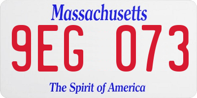 MA license plate 9EG073
