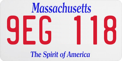 MA license plate 9EG118