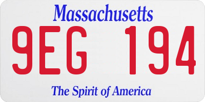 MA license plate 9EG194