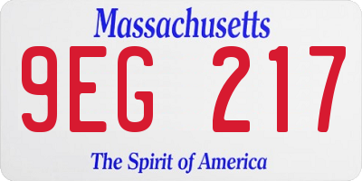 MA license plate 9EG217