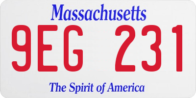 MA license plate 9EG231