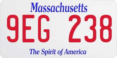 MA license plate 9EG238