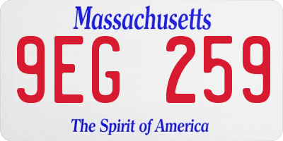 MA license plate 9EG259