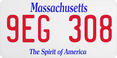 MA license plate 9EG308