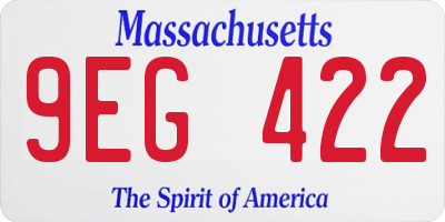 MA license plate 9EG422