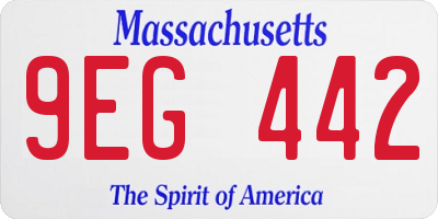 MA license plate 9EG442