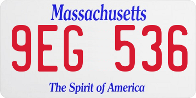 MA license plate 9EG536