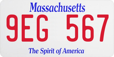 MA license plate 9EG567