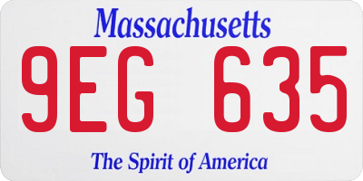 MA license plate 9EG635