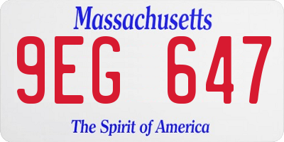 MA license plate 9EG647