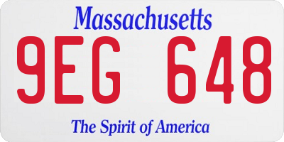 MA license plate 9EG648