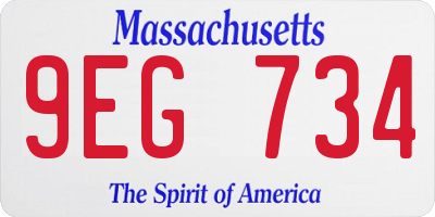 MA license plate 9EG734