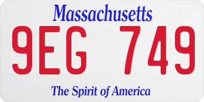 MA license plate 9EG749